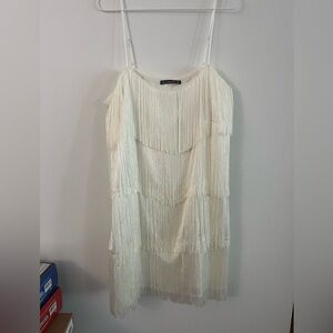 XL Abercrombie White Fringe Minidress - worn once!